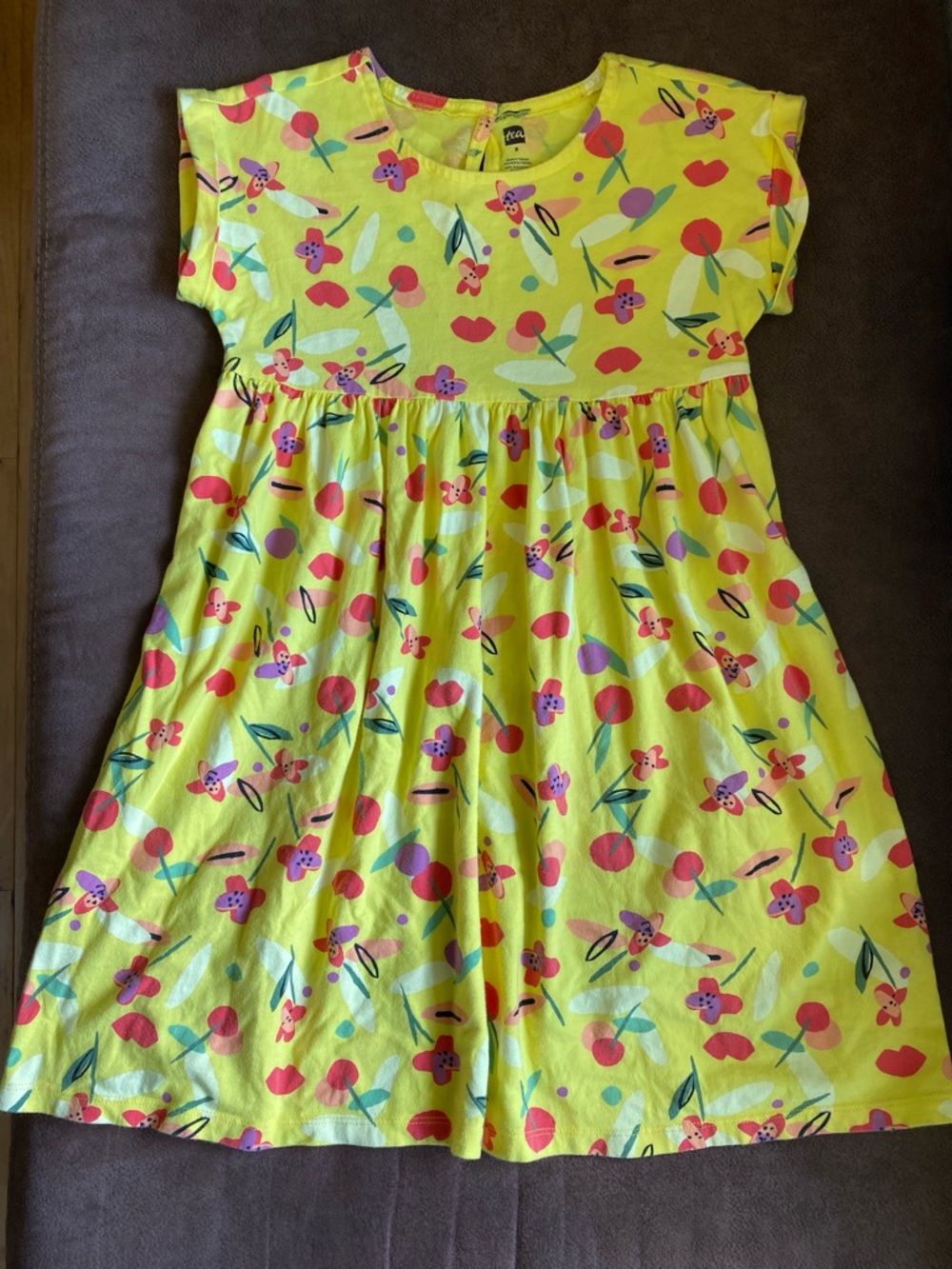 Girls' Yellow Floral Cotton Dress